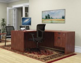 D12160 - LCS Cherry Laminate L-Shape Desk