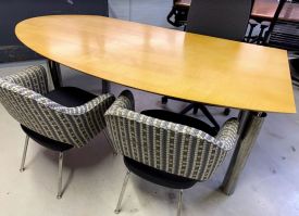 R6239 - Maple Table Desk with Chrome Post Legs