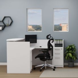 ND12217 - Designer White Reception Desk