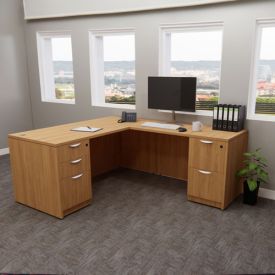 ND12212 - Harvest Walnut Desk L-Shape Desk with BBF and FF